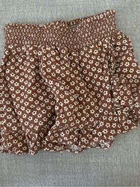 Rylee + Cru Rust and Cream Textured Floral skirt